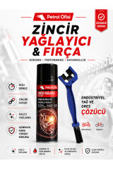 Petrol Ofisi Zincir Yağlayıcı Sprey + Çift Taraflı Motosiklet Bisiklet Zincir Fırçası