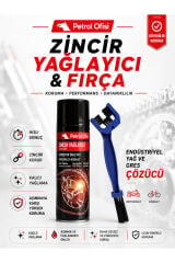 Petrol Ofisi Zincir Yağlayıcı Sprey + Çift Taraflı Motosiklet Bisiklet Zincir Fırçası