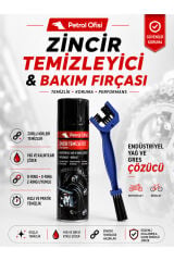 Petrol Ofisi Zincir Temizleyici Sprey + Çift Taraflı Motosiklet Zincir Fırçası