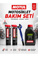 C1 C4 Zincir Bakım Seti 400 ml + 5100 10W-40 4T 1L Motor Yağı ve Fırça