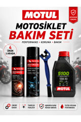 Motul 5100 10W-40 4T 1L Motor Yağı + Zincir Bakım Seti + Fırça