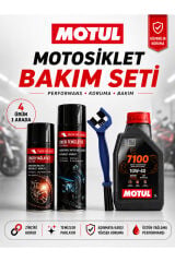 Motul 7100 10W-40 4T 1L Mineral Motosiklet Yağı ve Zincir Bakım Seti 4'lü