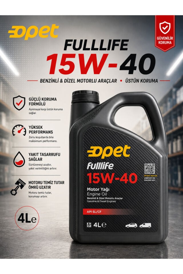 Opet FullLife 15W-40 4 L Benzinli ve Dizel Araçlar İçin Motor Yağı API SL/CF