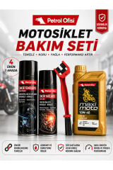 Petrol Ofisi Motosiklet Bakım Seti Maximoto 10W-40 1L + Zincir Temizleyici + Yağlayıcı + Fırça