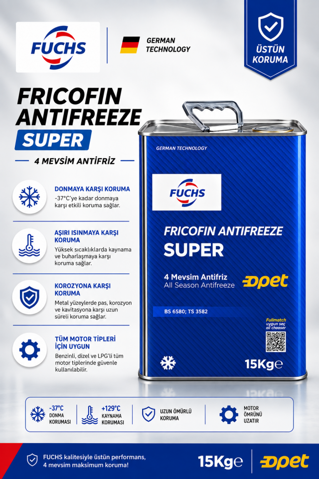 Opet Super Antifriz 15 Kg 4 Mevsim Mavi Konsantre Antifriz