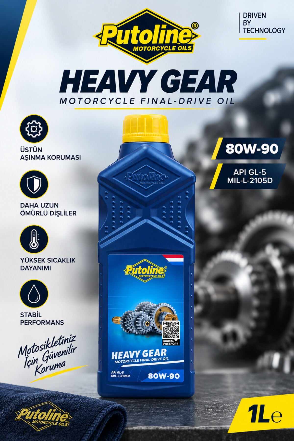 Putoline Heavy Gear 80W-90 Motosiklet Şanzıman ve Dişli Yağı API GL-5 1 Litre