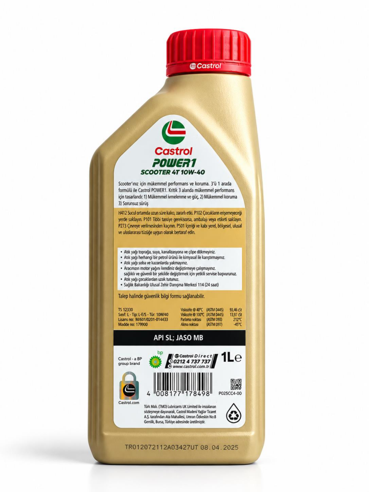 Castrol Scooter 10W40 4t 1 L 4 Zamanlı Motosiklet Yağı
