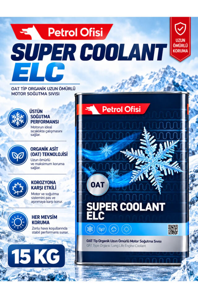 Petrol Ofisi Super Coolant ELC 15 KG OAT Organik Uzun Ömürlü Antifriz