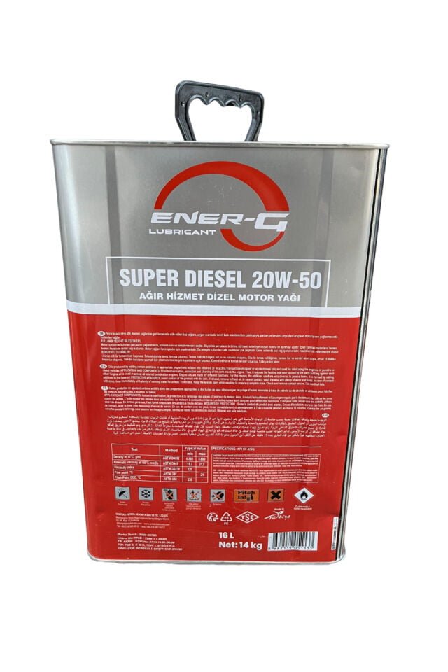 Ener-G 20W-50 Ağır Hizmet Dizel Motor Yağı 14 Kg-16 L