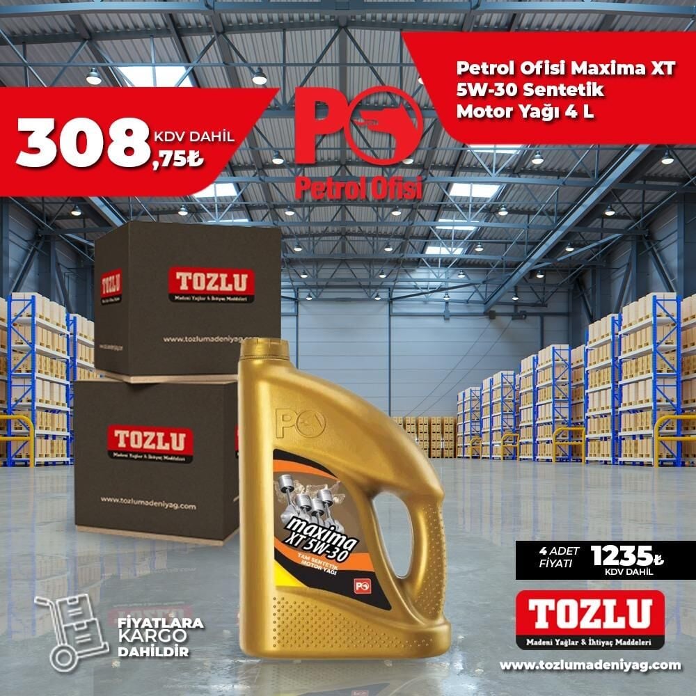 Petrol Ofisi Maxima XT 5W-30 Sentetik Motor Yağı  4 L 4 Adet