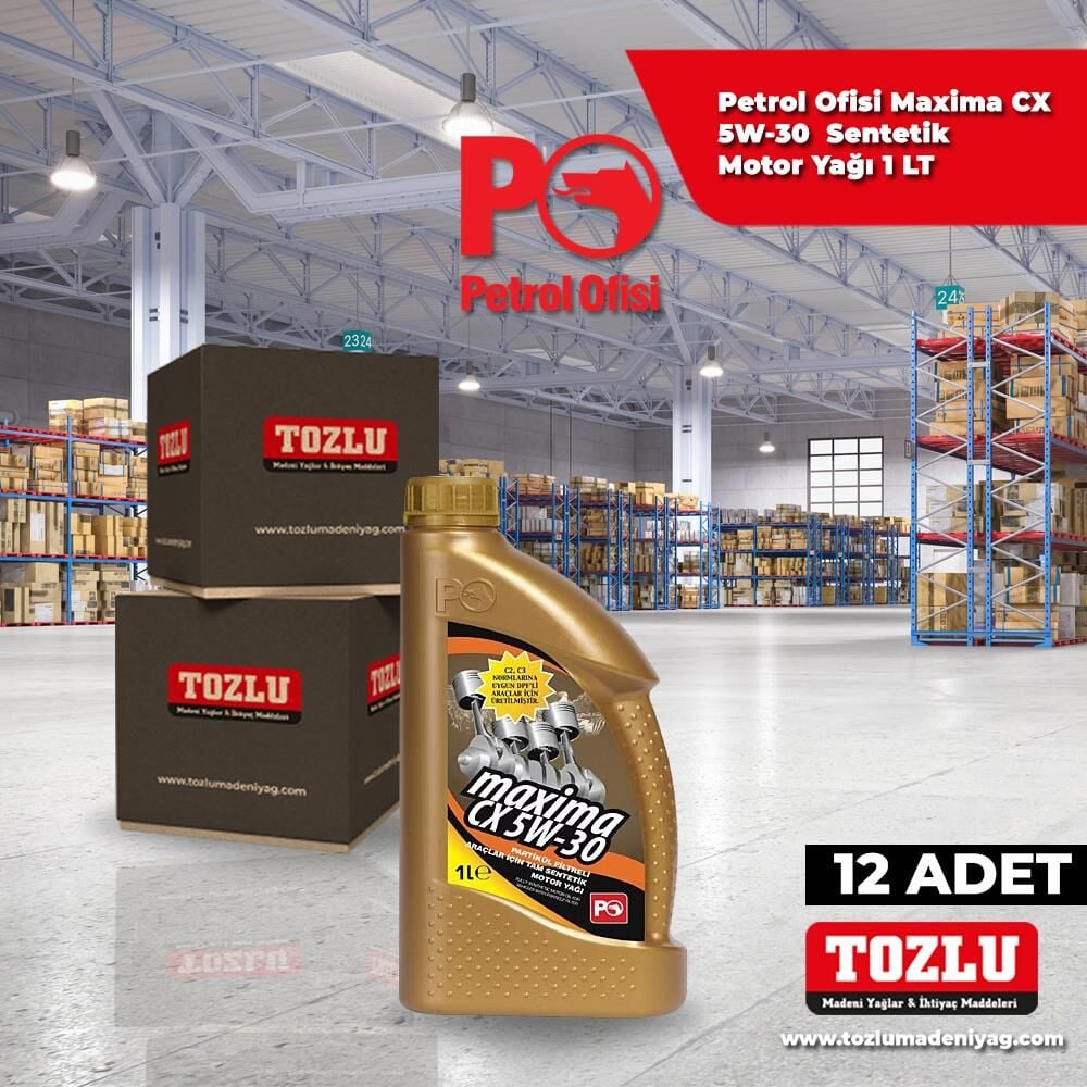 Petrol Ofisi Maxima CX 5W-30 Tam Sentetik Motor Yağı 1 L 12 Adet