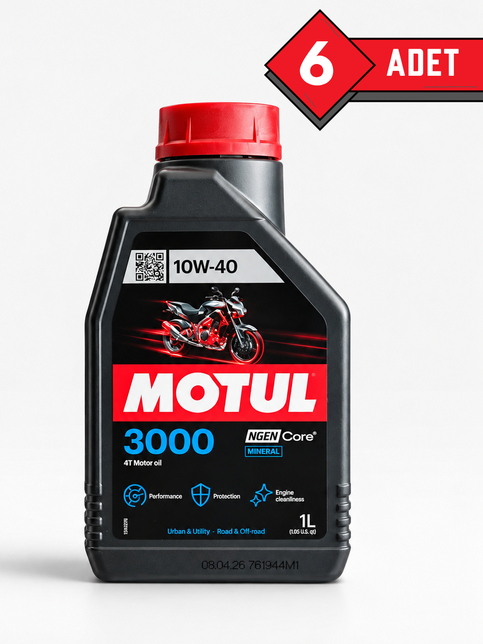 Motul 3000 10W-40 4t 1 L Motosiklet Motor Yağı 6 ADET